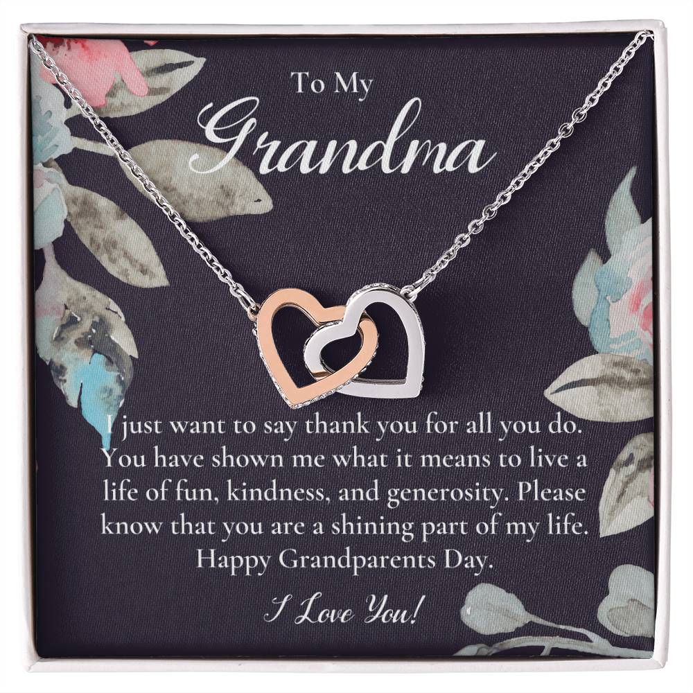 Gift For Grandma Necklace Grandmother Birthday Gift From Granddaughtergrandson To My Grandma Necklace Gift Grandmother Gift Grandparents Day Gift Interlocking Hearts Necklace