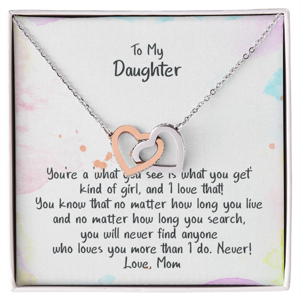 Daughter No One Loves You More - Hearts Necklace Interlocking Hearts Necklace