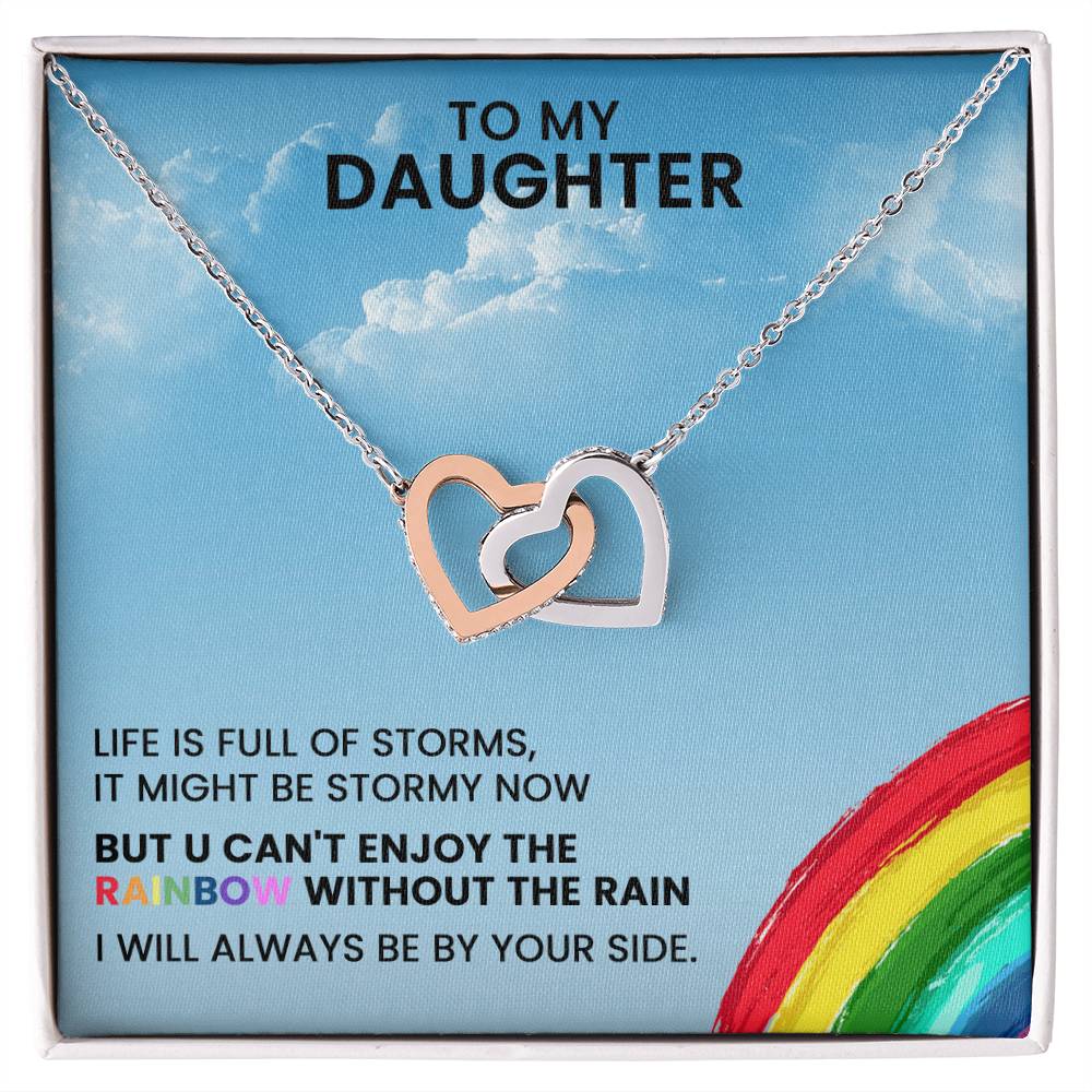 To My Daughter - I Will Always Be By Your Side - Necklace Interlocking Hearts Necklace