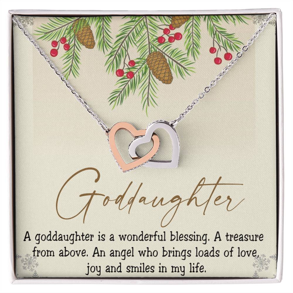 Goddaughter Interlocking Hearts Necklace Message Card