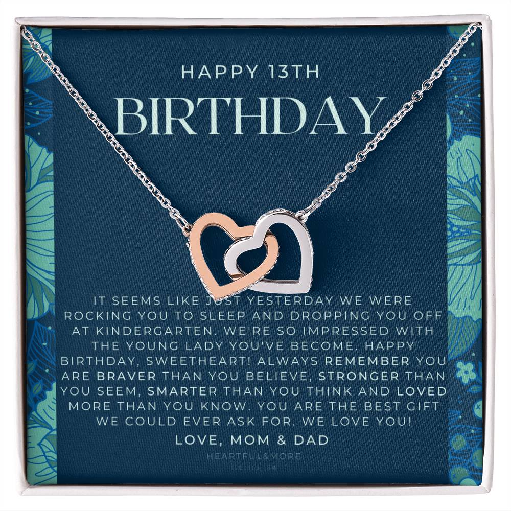 Gift For 13 Year Old Girl Gifts 13Th Birthday Girl 13Th Birthday Gift Thirteenth Birthday Necklace Teen Birthday Gift Official Teenager Interlocking Hearts Necklace