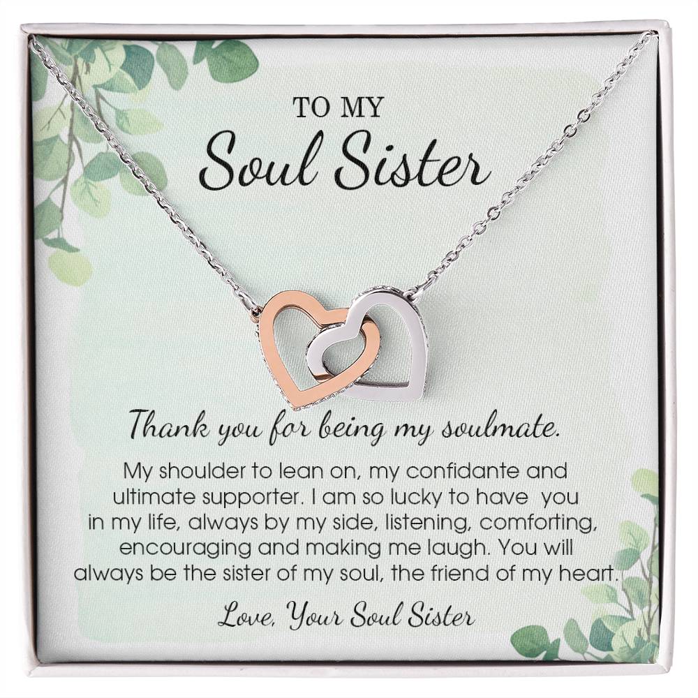 To My Soul Sister Necklace Friendship Necklace To Soul Sister Unbiological Sister - Bff Gifts For Birthday Interlocking Hearts Necklace