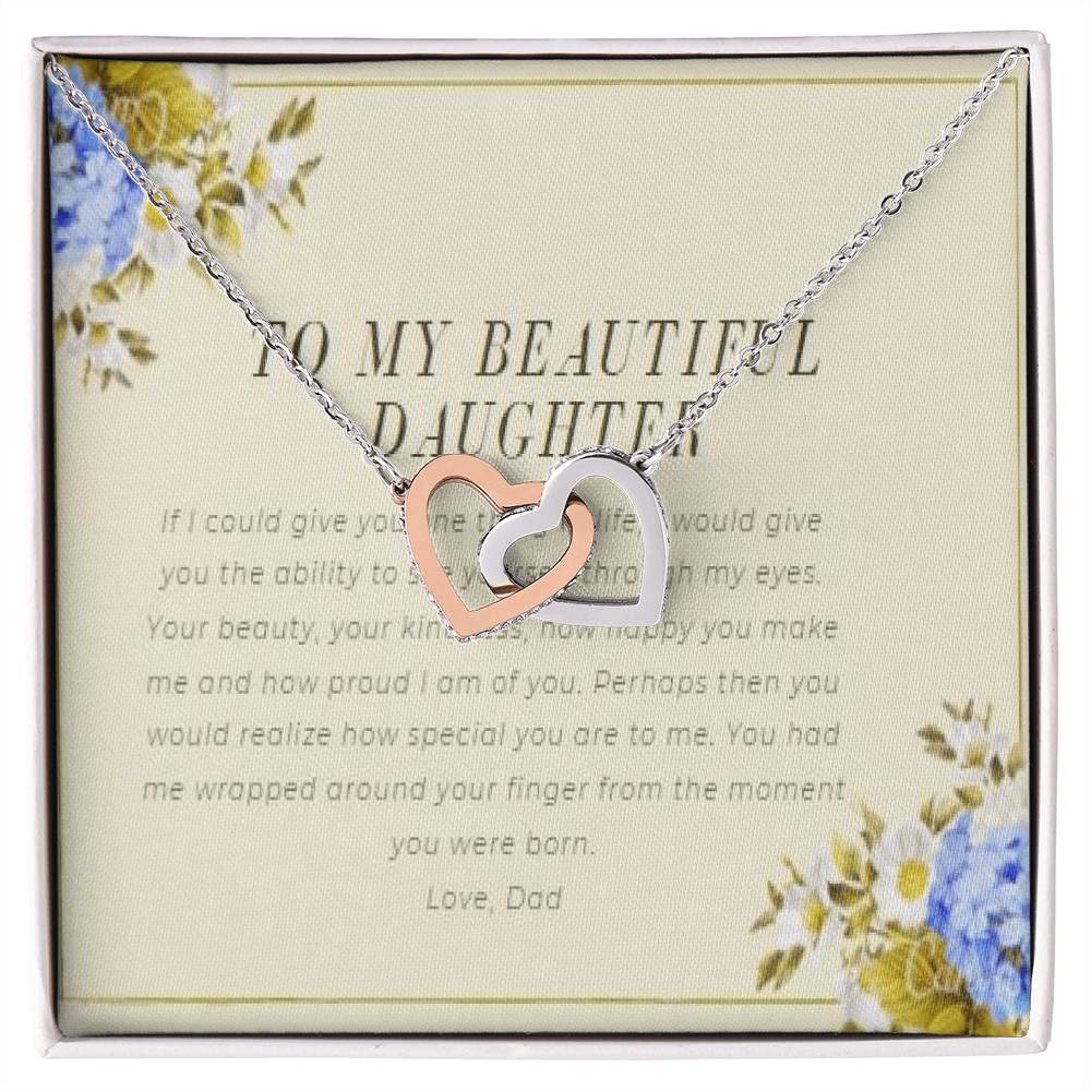 To My Daughter From Dad Interlocking Hearts Necklace Father To Daughter Gift Birthday Gift To Daughter From Dad Daughter Necklace