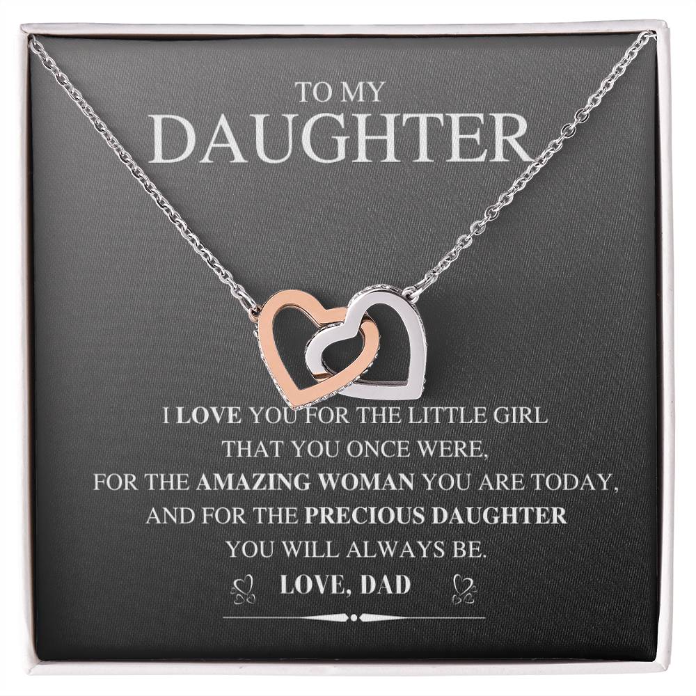 To My Daughter Necklace Gift From Dad Father Daughter Jewelry Gifts Birthday Gift For My Daughter Necklace Interlocking Hearts Necklace