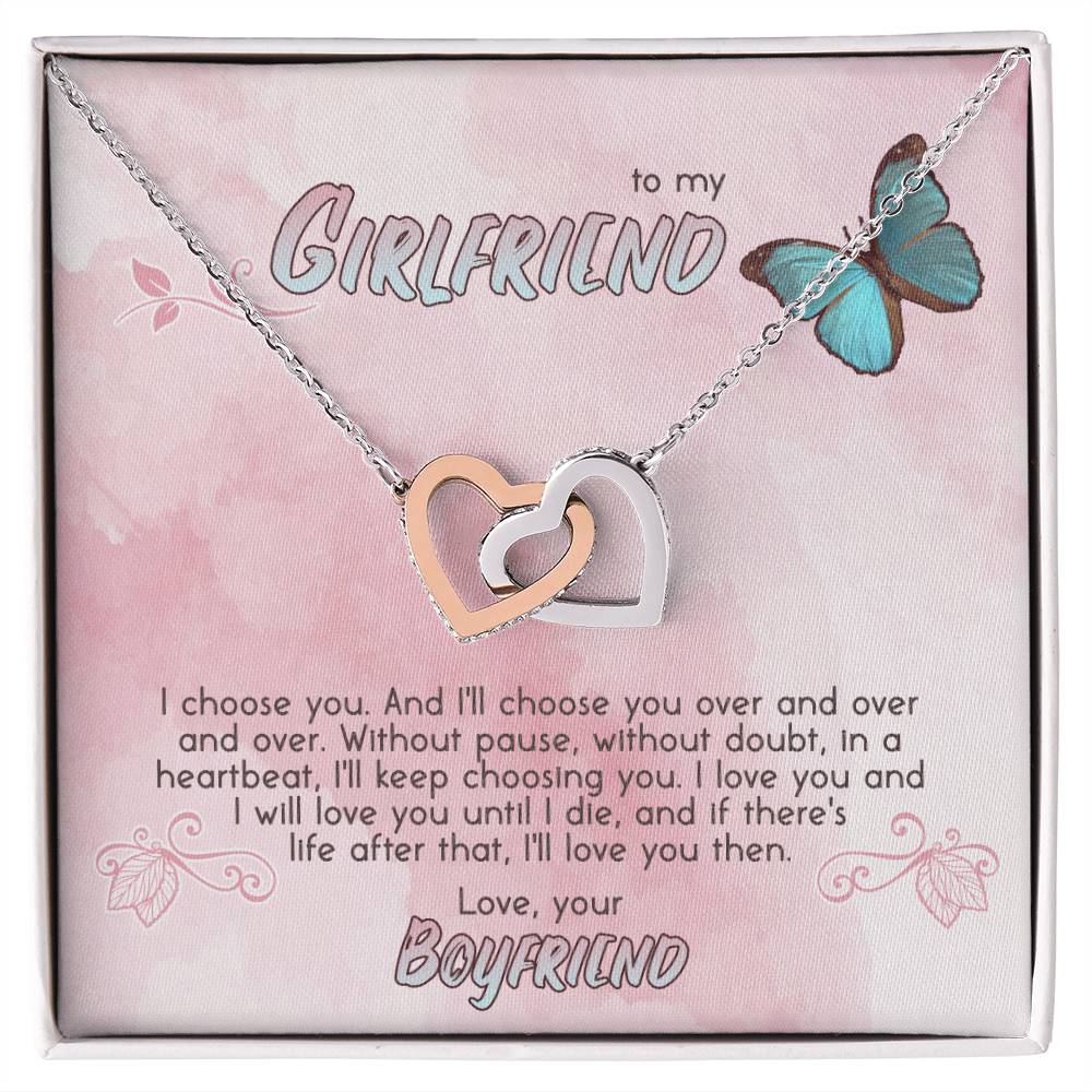 Gift For Girlfriend Interlocking Hearts Necklace