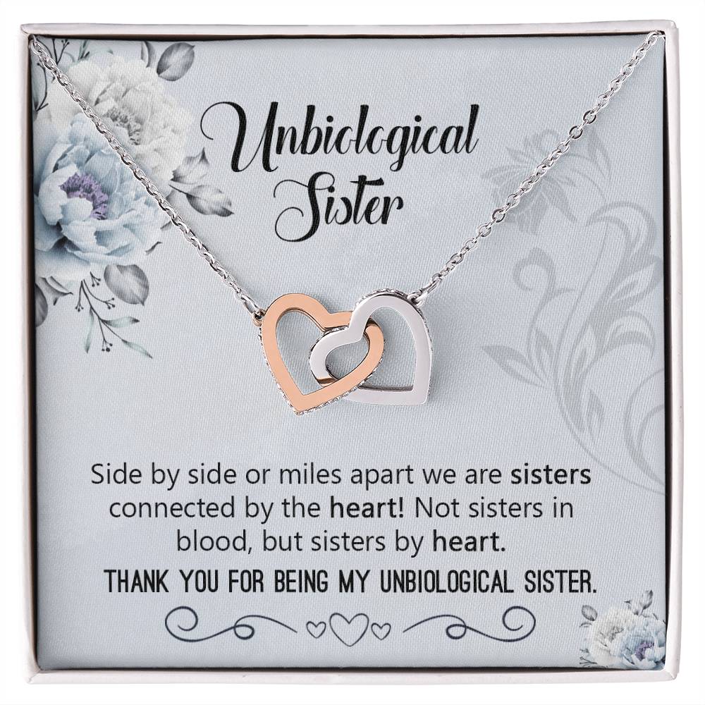 Unbiological Sister Necklace Gift Interlocking Hearts Necklace