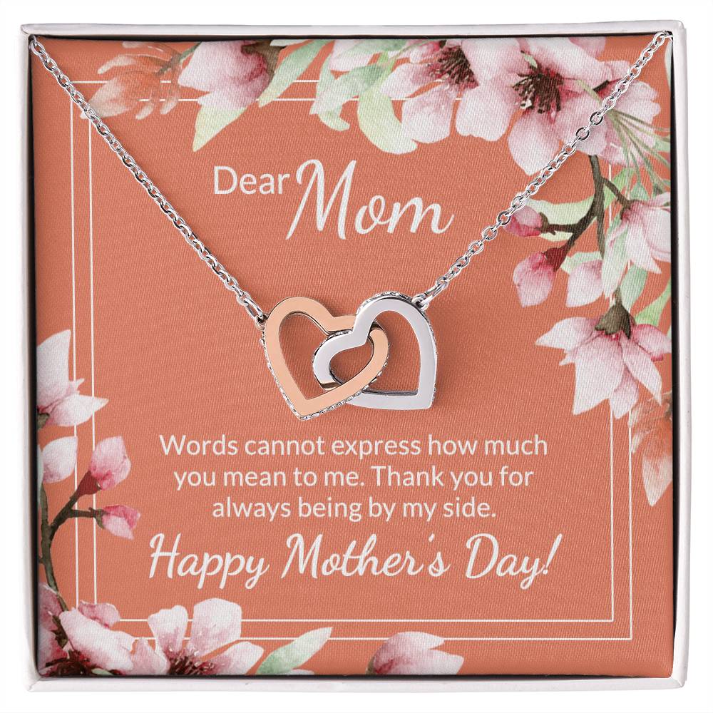 30 Mother'S Day Collection Interlocking Hearts Necklace - Coral Floral