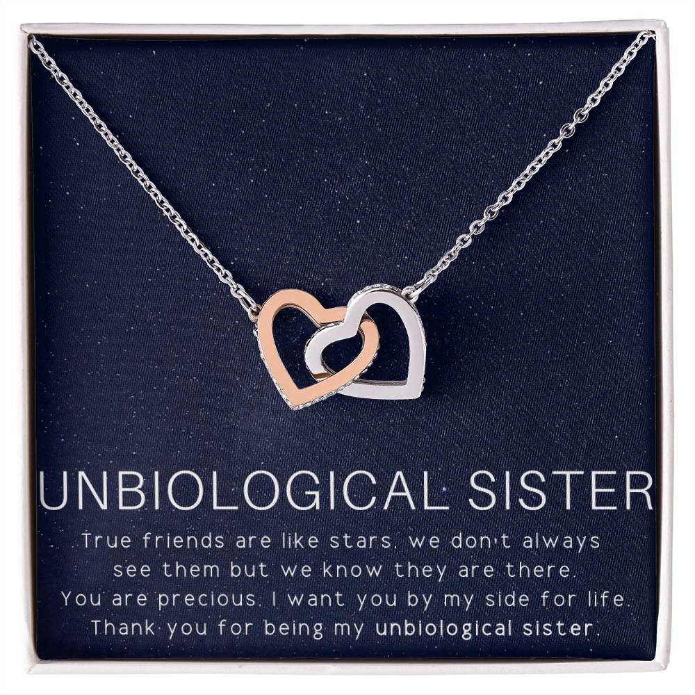 Unbiological Sister Necklace Soul Sister Sorority Sister Sister In Law Necklace Interlocking Hearts Necklace