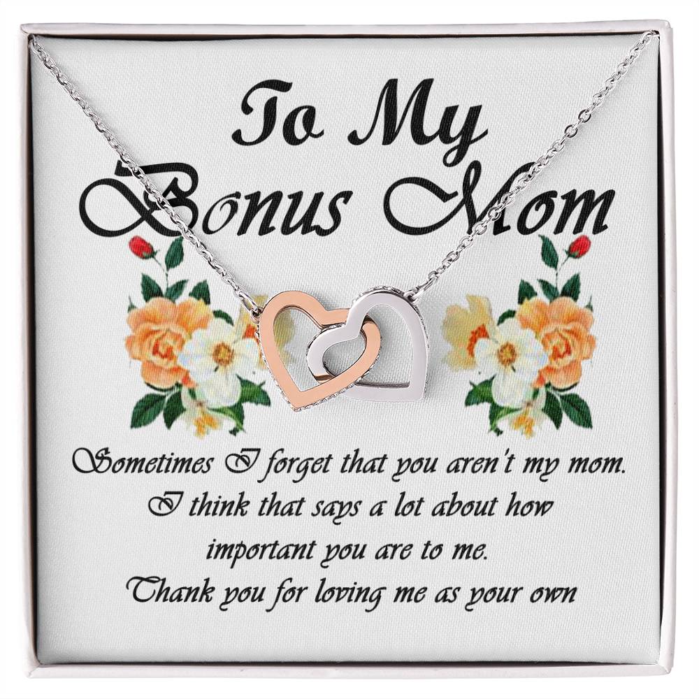 To My Bonus Mom Interlocking Hearts Necklace