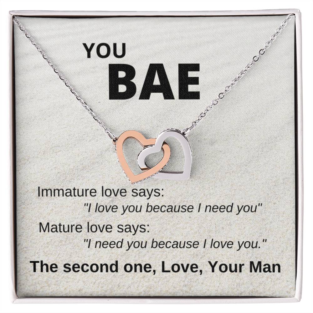 You Bae Linked Hearts Gift For Girlfriend Interlocking Hearts Necklace