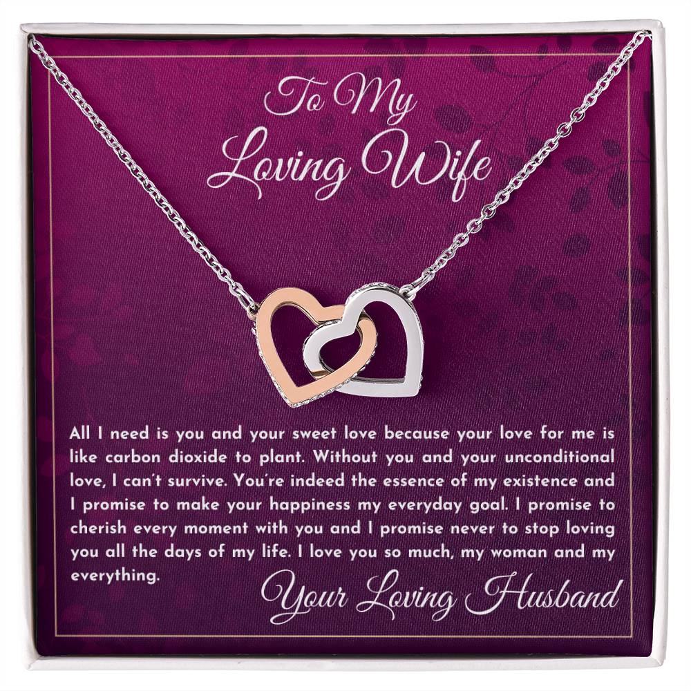 Gift For Wife All I Need Is You And Your Sweet Love Interlocking Hearts Necklace