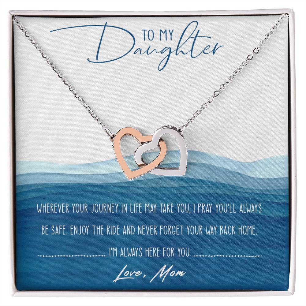 To My Daughter Interlocking Hearts Necklace Message Card