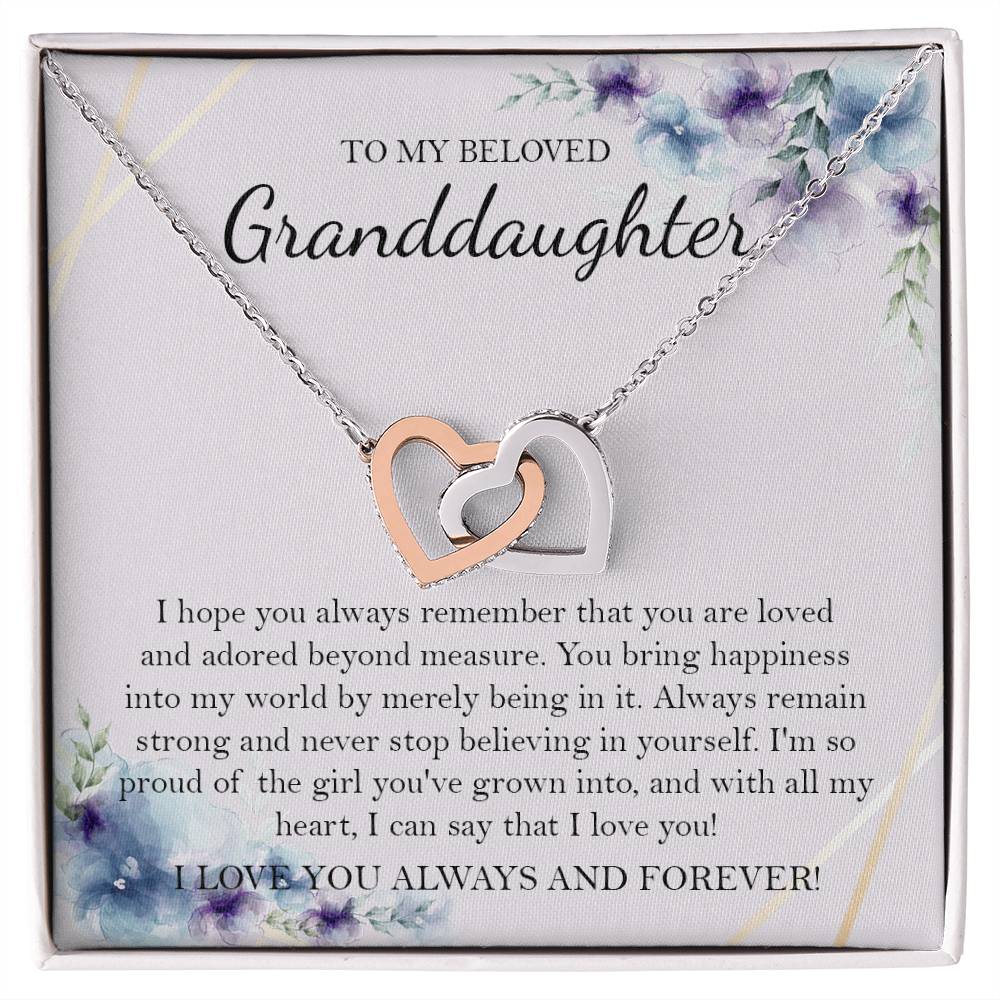 To My Beloved Granddaughter Necklace Gift For Granddaughter Granddaughter Birthday Gift Graduation Gift Interlocking Hearts Necklace