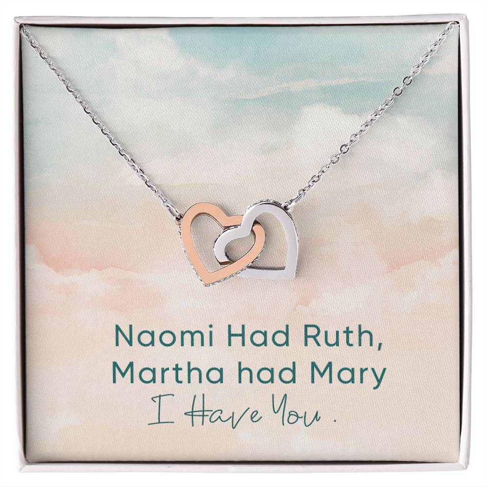 Unbiological Sister Necklace Naomi And Ruth Best Friend Gift Jewelry Interlocking Hearts Necklace