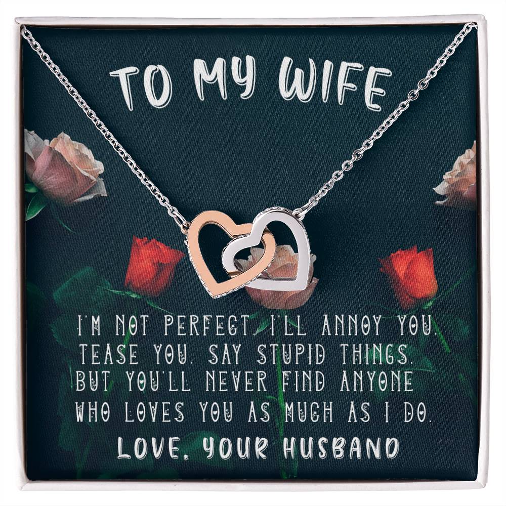 Husband To Wife - I'M Not Perfect Interlocking Hearts 3D Necklace Interlocking Hearts Necklace