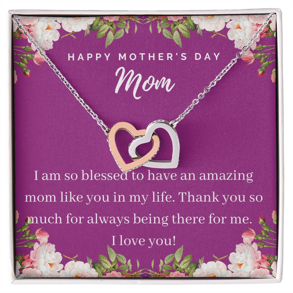 Happy Mother'S Day Mom - Interlocking Hearts Necklace
