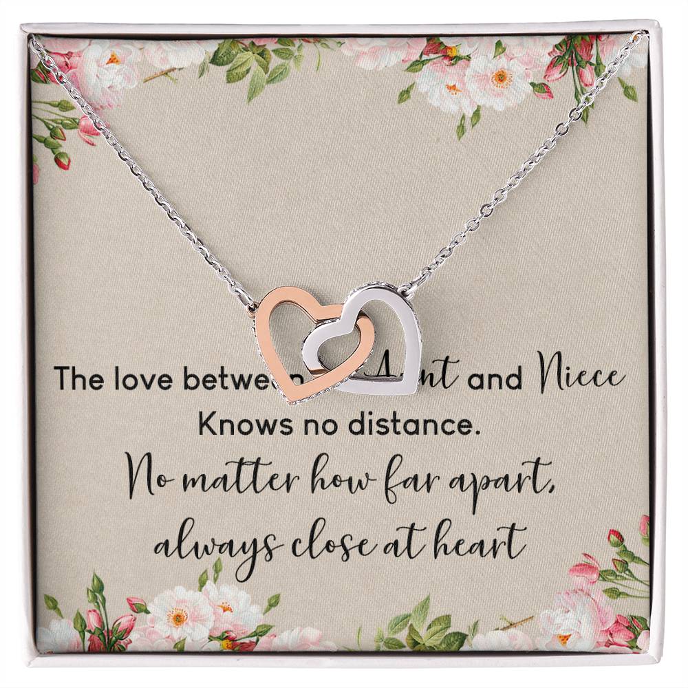 Aunt And Niece Interlocking Hearts Necklace Message Card