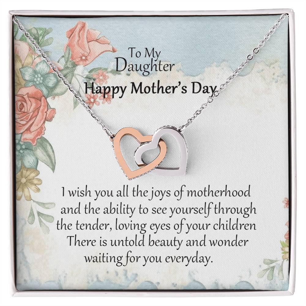 To My Daughter - Happy Mother'S Day - Interlocking Hearts Necklace - Gift For Daughter