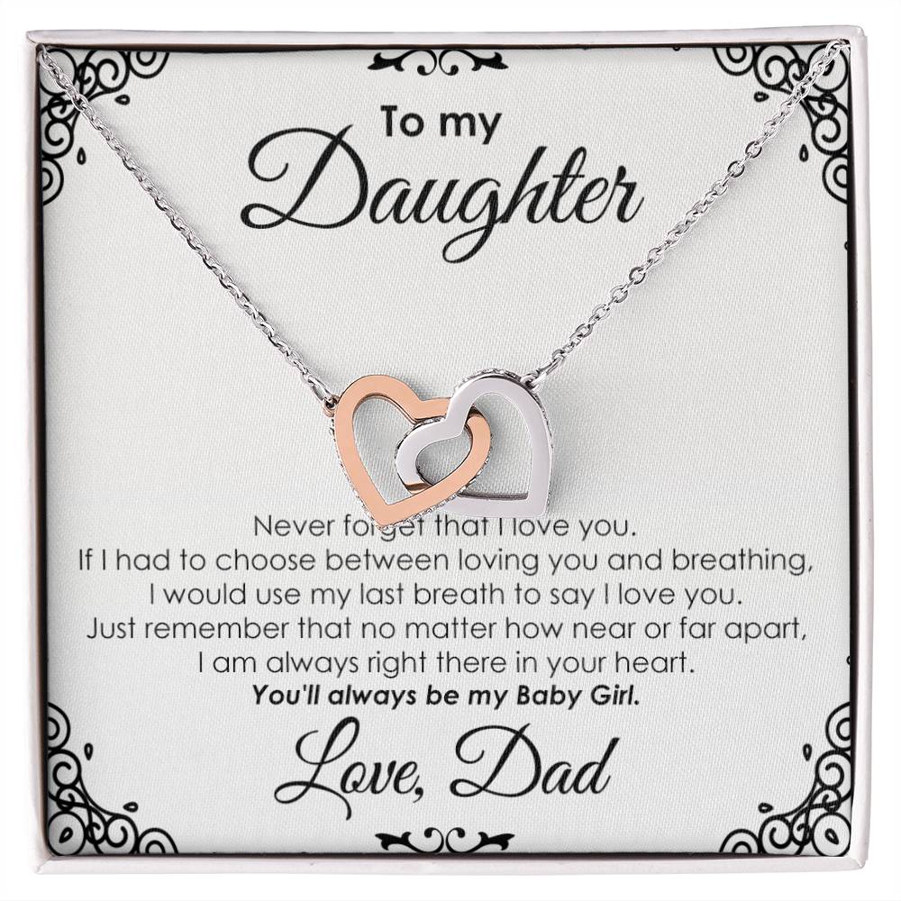 To My Daughter - Interlocking Heart Necklace Interlocking Hearts Necklace