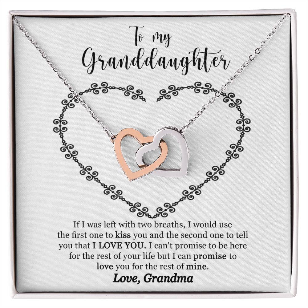 To My Granddaughter - I Promise To Love You For The Rest Of My Life Interlocking Hearts Necklace