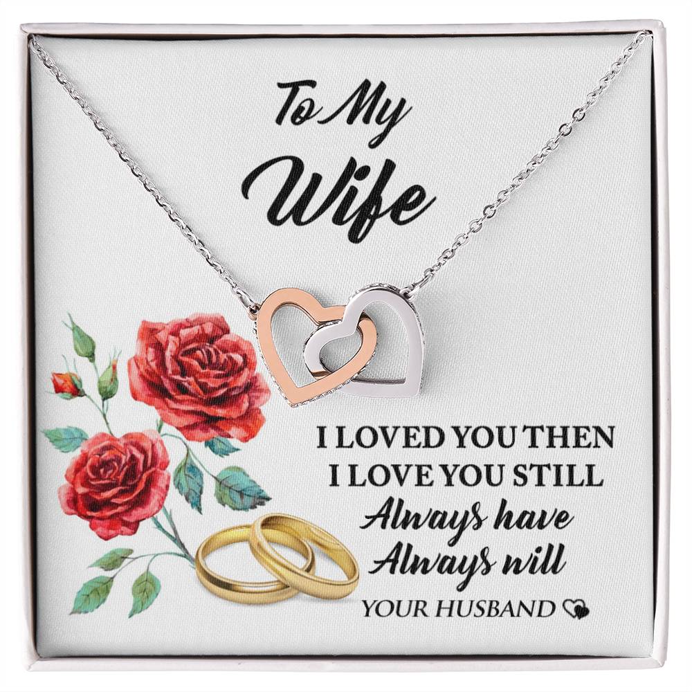 Perfect Gift For Wife! She Will Love It! Interlocking Hearts Necklace