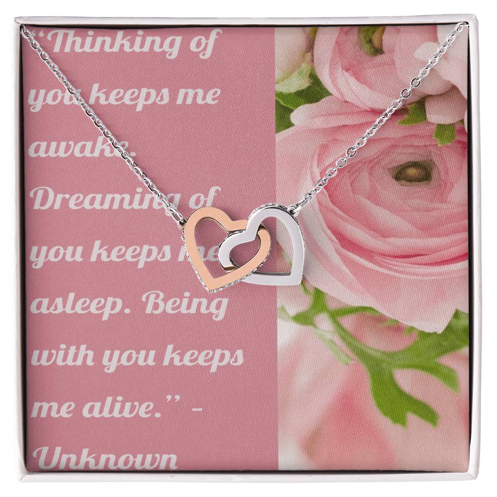 Ike Mens ProductionLove Quote Jewelry Interlocking Hearts Necklace