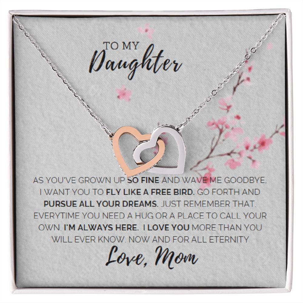 To My Daughter -I Love You Interlocking Hearts Necklace