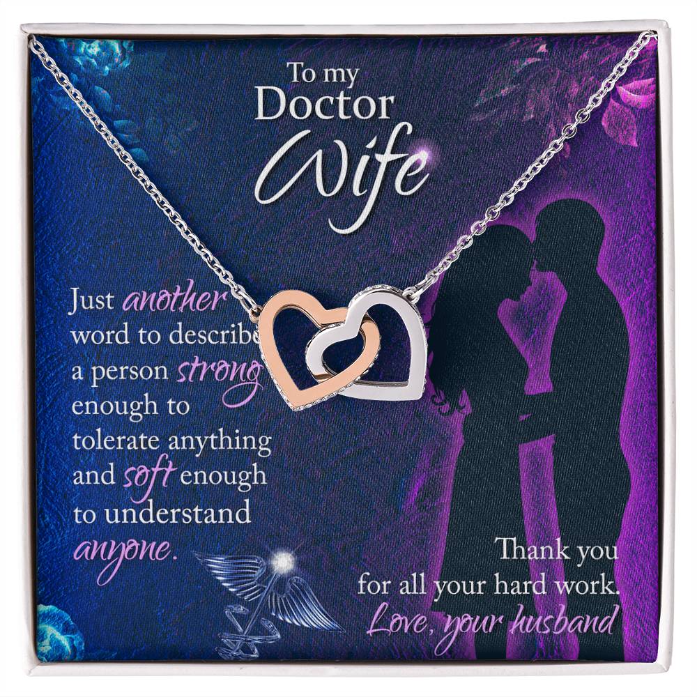 Silver Stethoscope Necklace Gift For Doctor Wife Doctor Wife Gift On Birthday Christmas Valentines Day Anniversary Doctor Gift For Her Interlocking Hearts Necklace