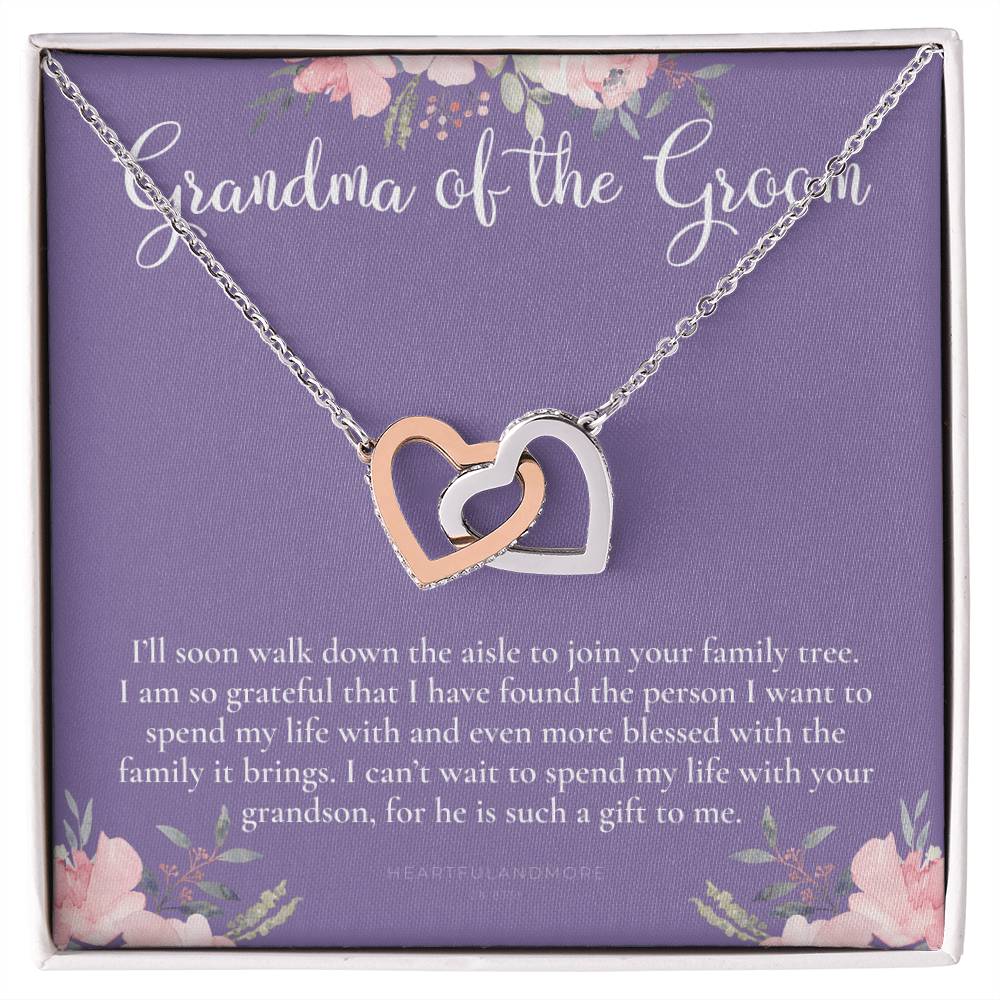 Grandmother Of The Groom Gift Necklace Grandma Wedding Gift Nana Bridal Shower Rehearsal Dinner Thank You Gift Interlocking Hearts Necklace