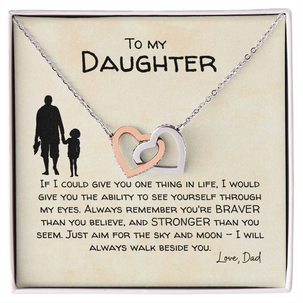 To My Daughter - Always Beside You - Necklace Interlocking Hearts Necklace