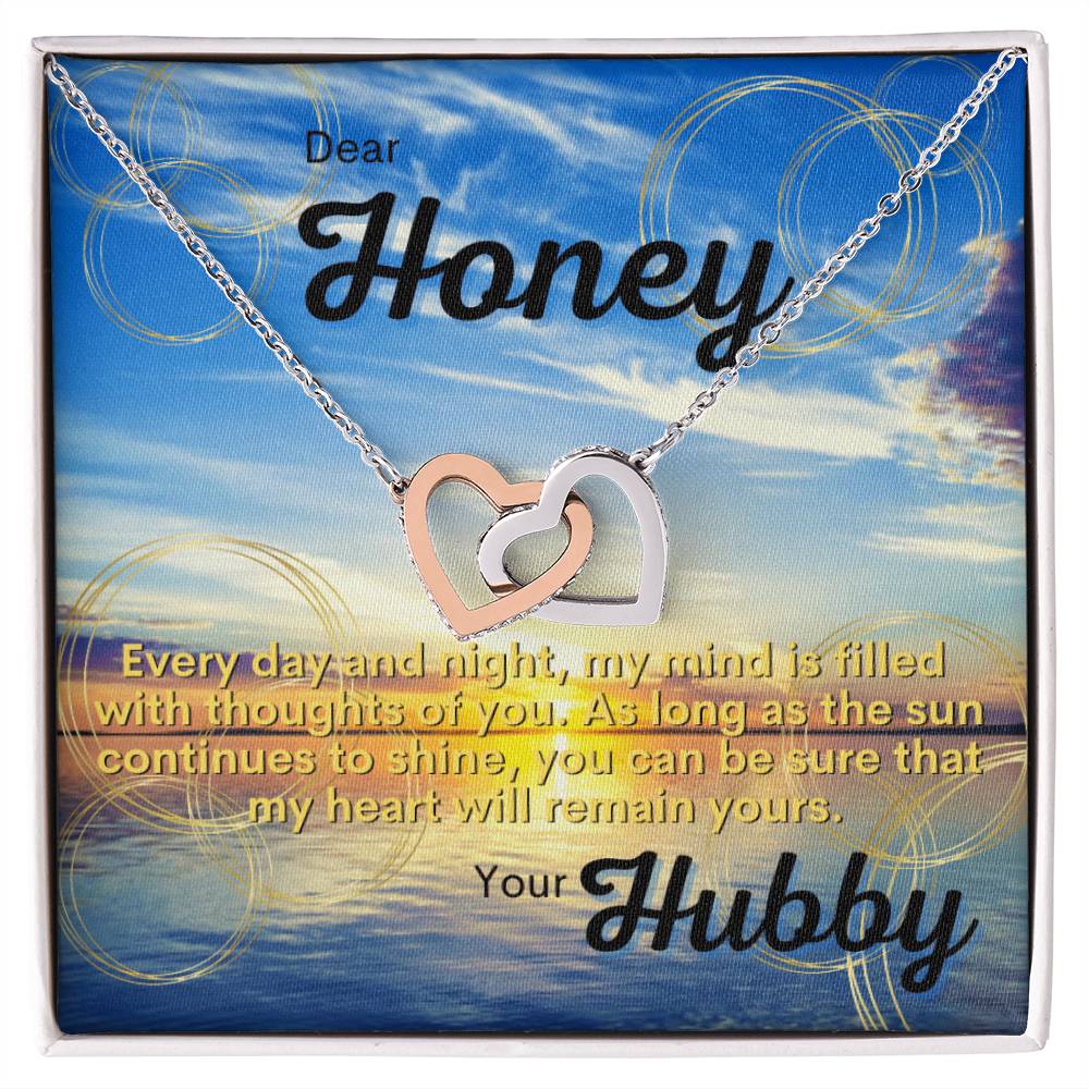 Husband To Wife Gift Partner Bae Girlfriend Significant Other. As Long As The Sun Continues To Shine You Can Be Sure That My Heart Will Remain Yours. Interlocking Hearts Necklace