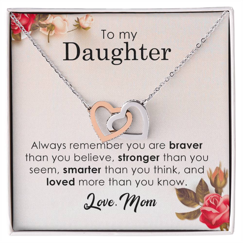 To My Daughter - Interlocking Heart Necklace Interlocking Hearts Necklace