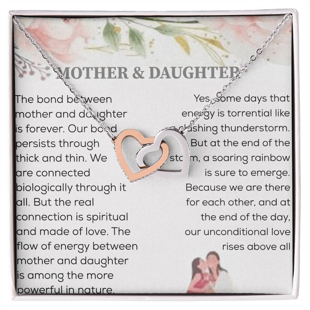 Bond Between Mother & Daughter Two Hearts Necklace Interlocking Hearts Necklace