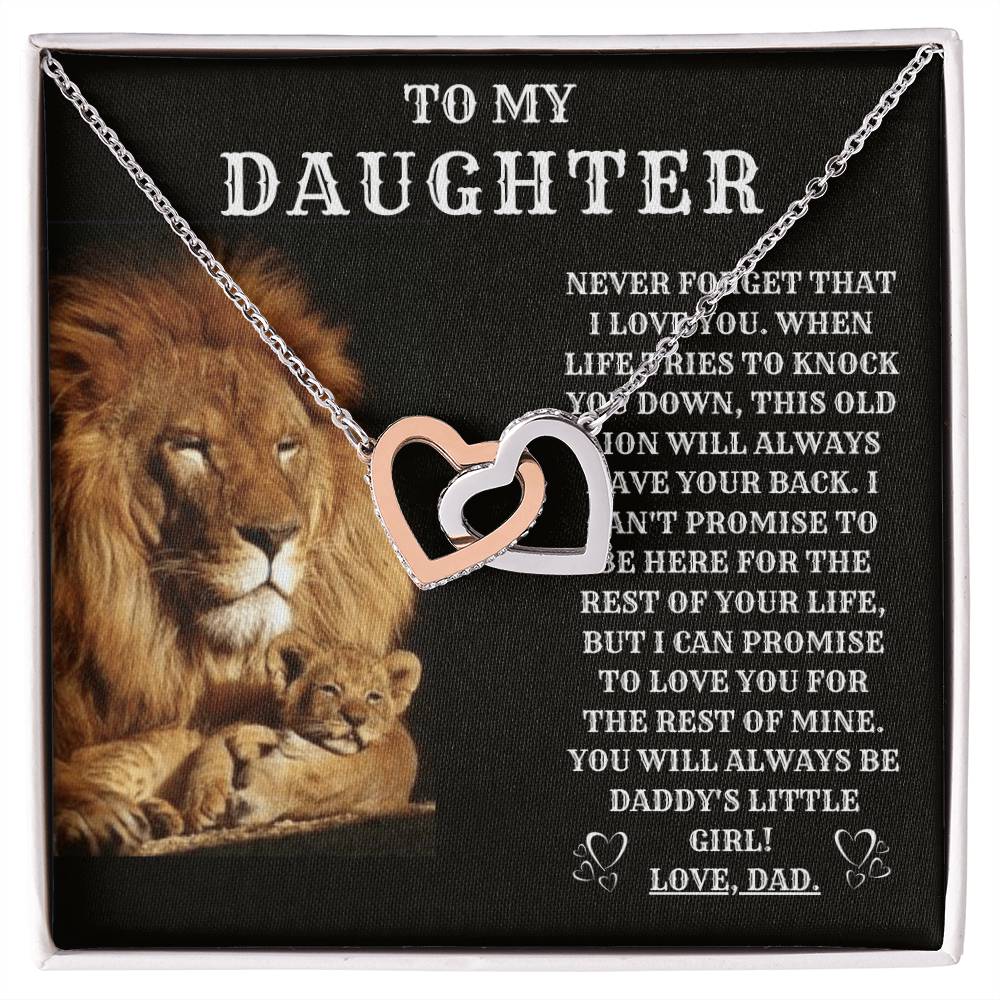 To My Daughter - Interlocking Hearts Necklace - From Dad