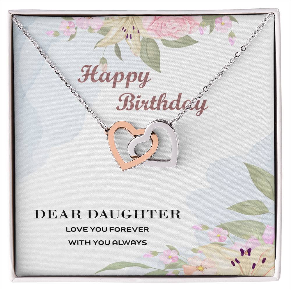 To My Daughter Necklace - I’Ll Always Love You Jewelry Gifts For Daughter Daughter Gifts From Mom And Dad For Her Birthday Interlocking Hearts Necklace