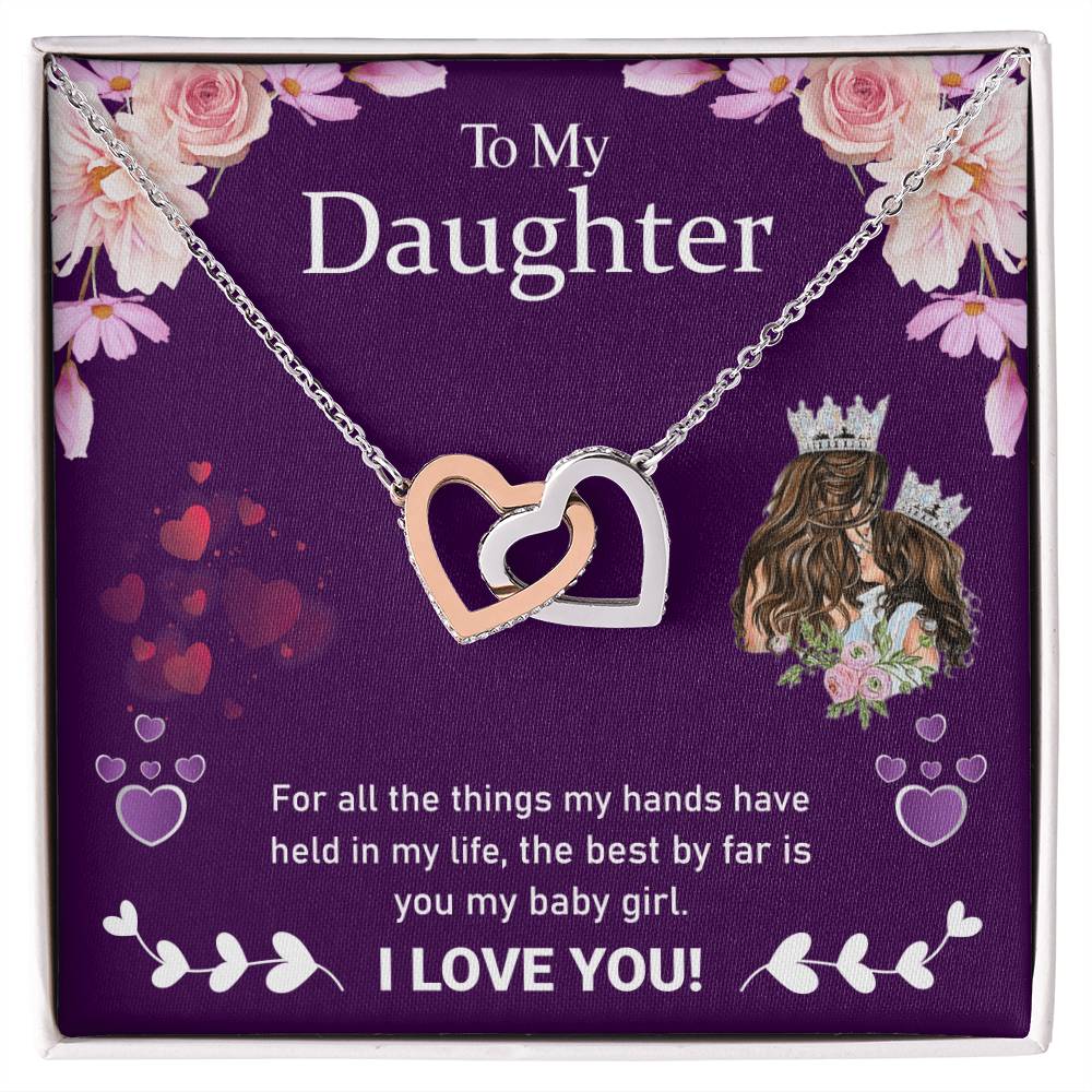 Love My Daughter Heart Locking Necklace Interlocking Hearts Necklace