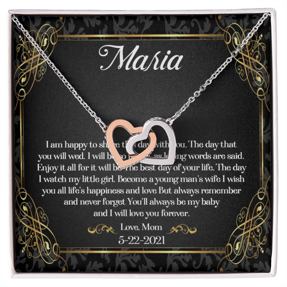 To My Daughter On Her Wedding Day Necklace Daughter Wedding Gift Wedding Gift For Daughter Daughter Interlocking Heart Necklace Wediing Interlocking Hearts Necklace
