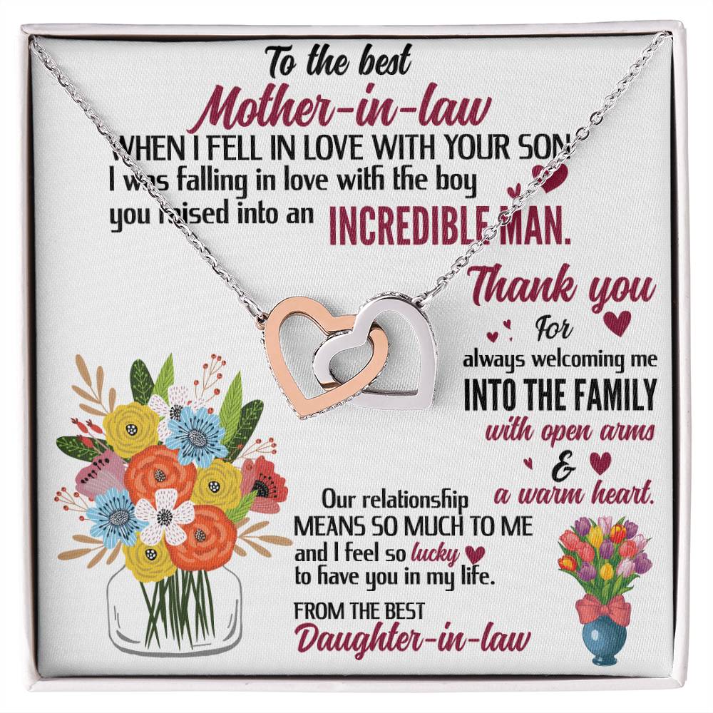 For The Best Mother-In-Law! Interlocking Hearts Necklace