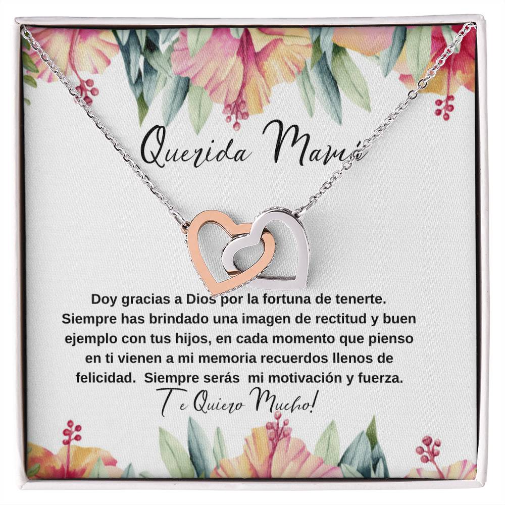 Querida Mama Doy Gracias A Dios Por La Fortuna De Tenerte Interlocking Hearts Necklace