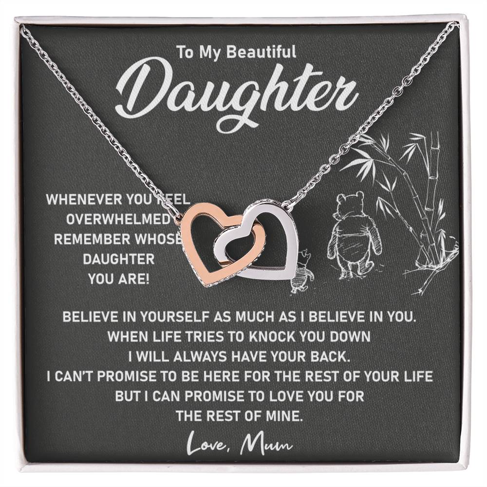 To My Daughter - I Will Love You For The Rest Of Mine - Necklace Interlocking Hearts Necklace