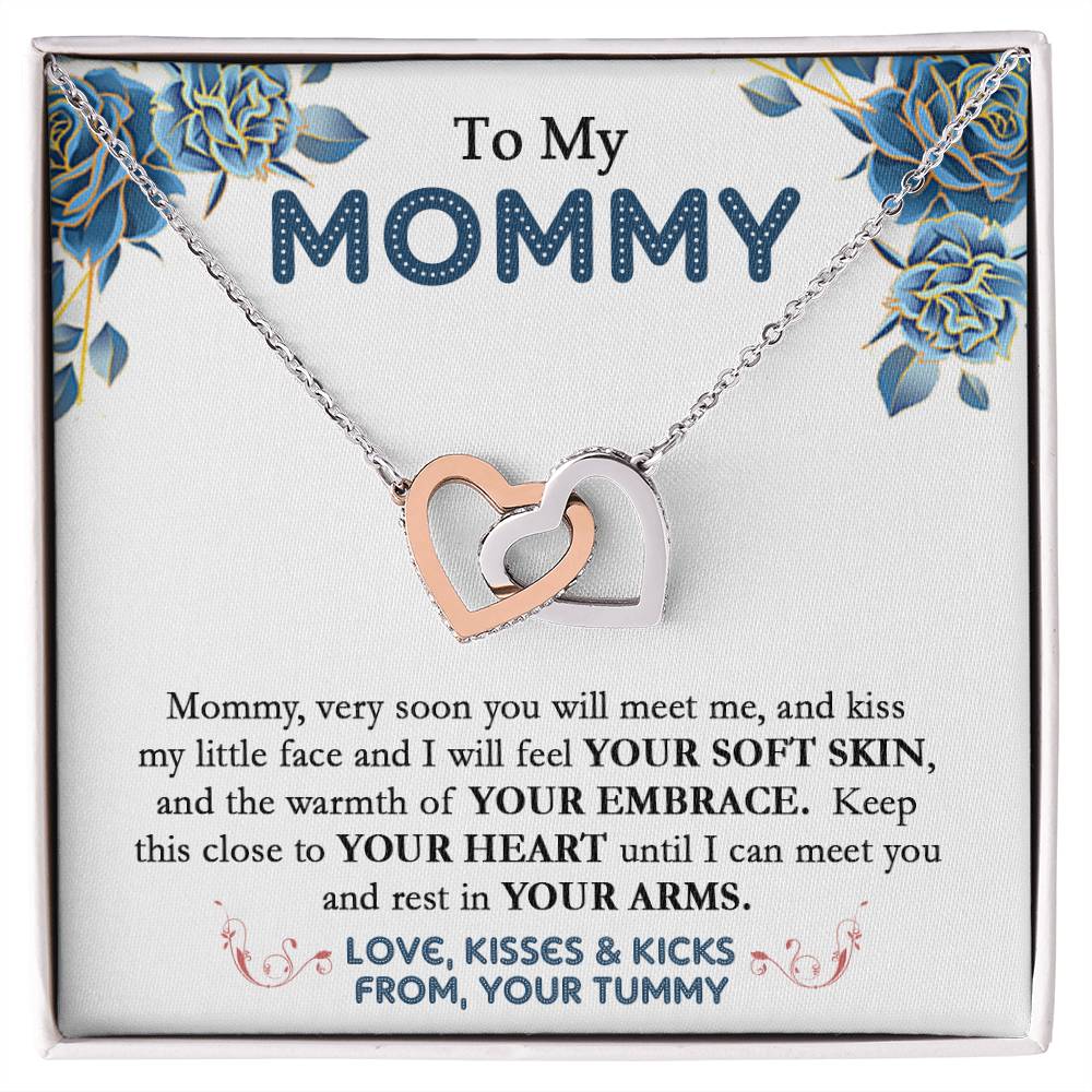 To My Mommy - From Your Tummy - Pregnancy Gift - Mother'S Day Gift - Luxury Necklace Interlocking Hearts Necklace