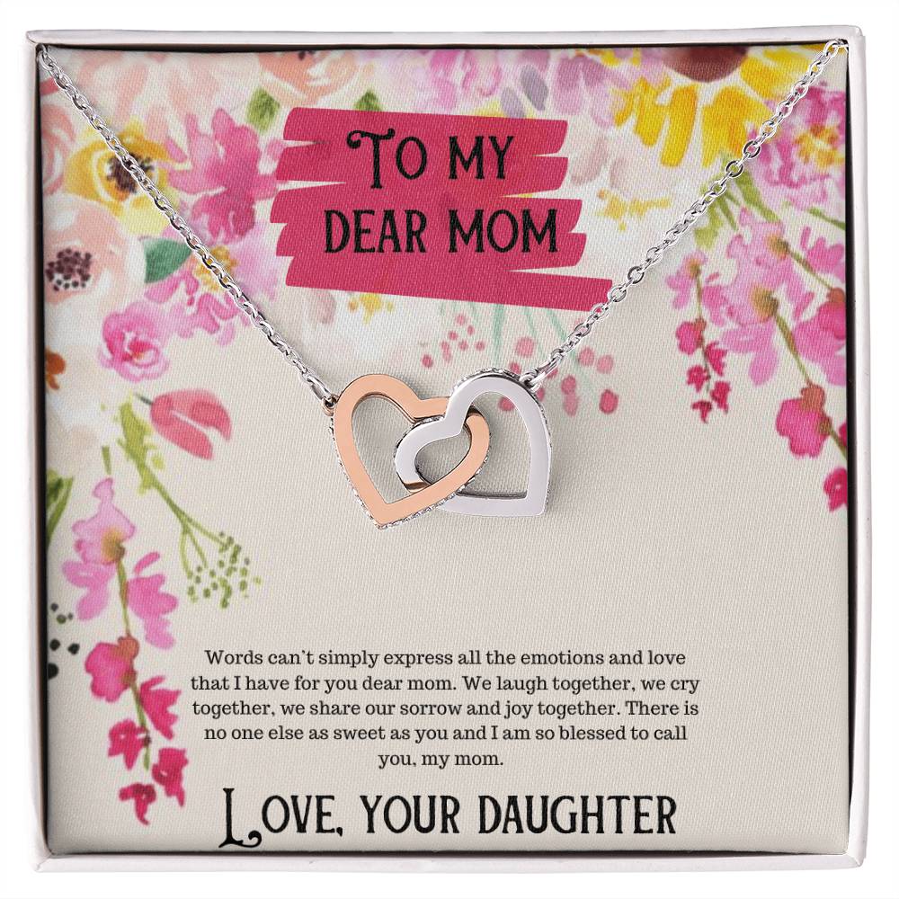 To My Dear Mom Happy Mother'S Day Interlocking Hearts Necklace