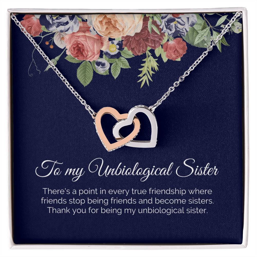To My Unbiological Sister True Friendship Interlocked Hearts Necklace Interlocking Hearts Necklace