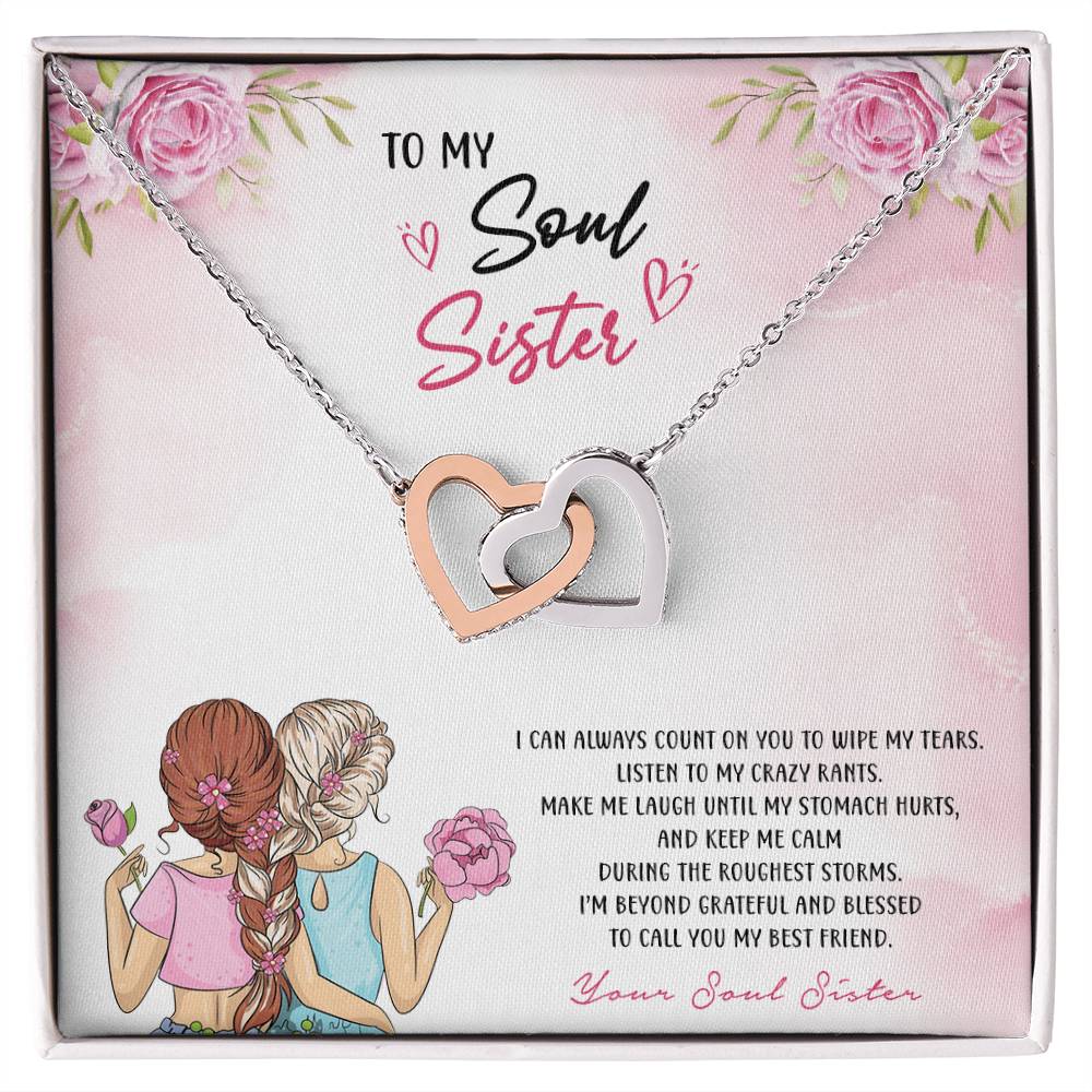 To My Soul Sister Necklace Interlocking Hearts Necklace