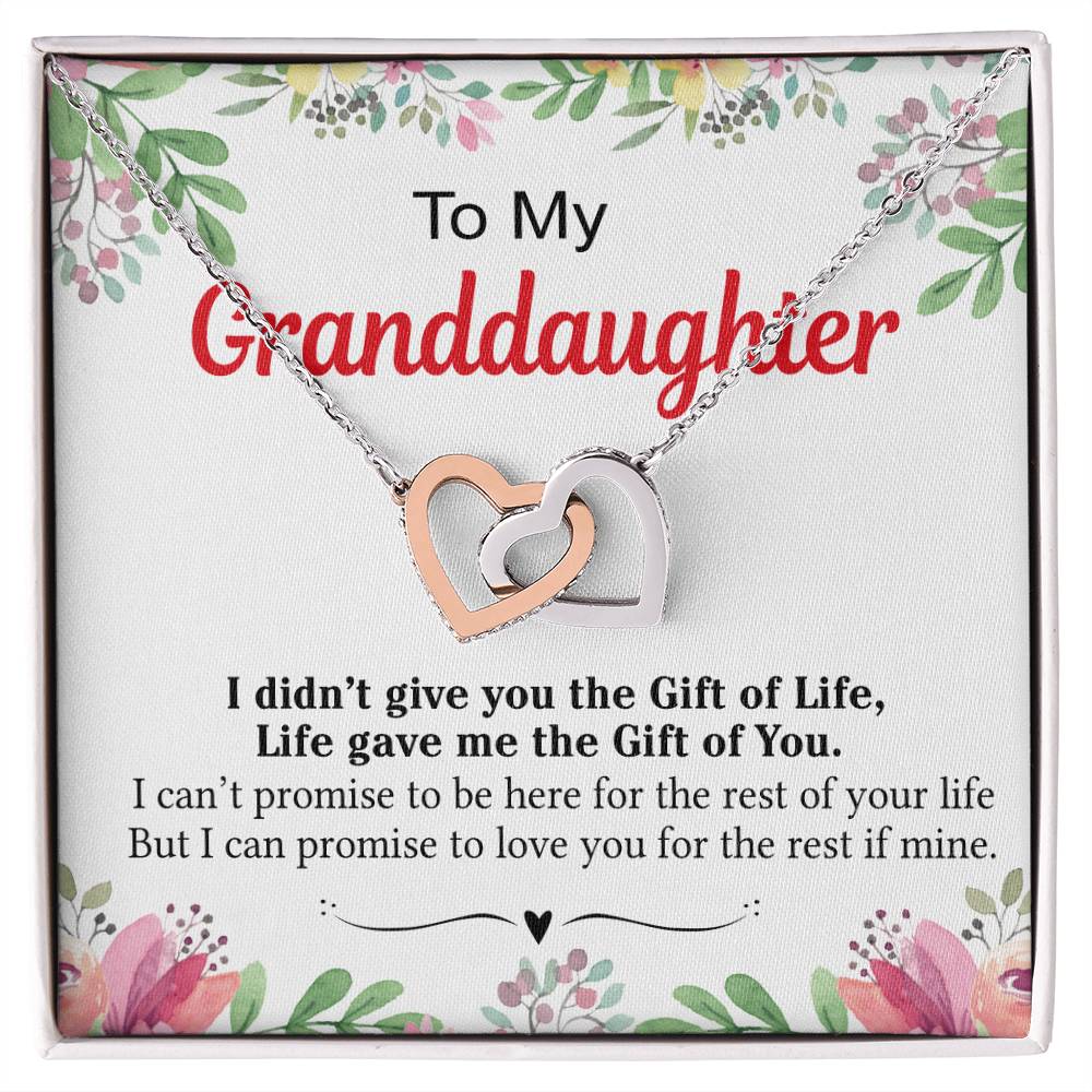 To My Granddaughter - I Love You For The Rest Of My Life Interlocking Hearts Necklace
