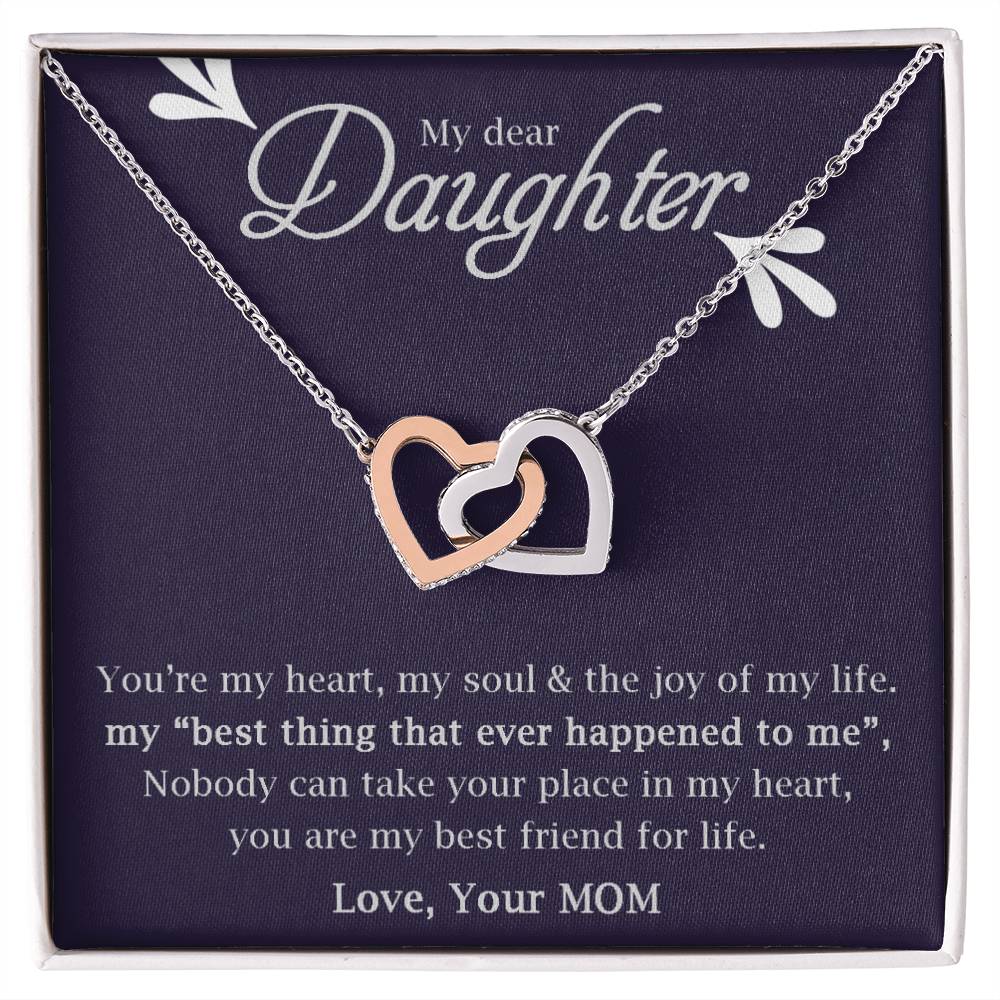 My Daughter-My Heart My Soul & The Joy Of My Life -Necklace Interlocking Hearts Necklace