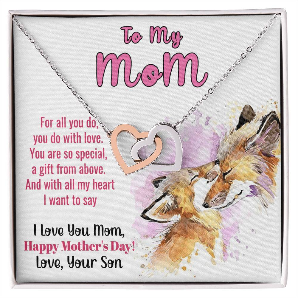 To My Mom Mother'S Day Gift Linked Hearts Necklace From Son Interlocking Hearts Necklace