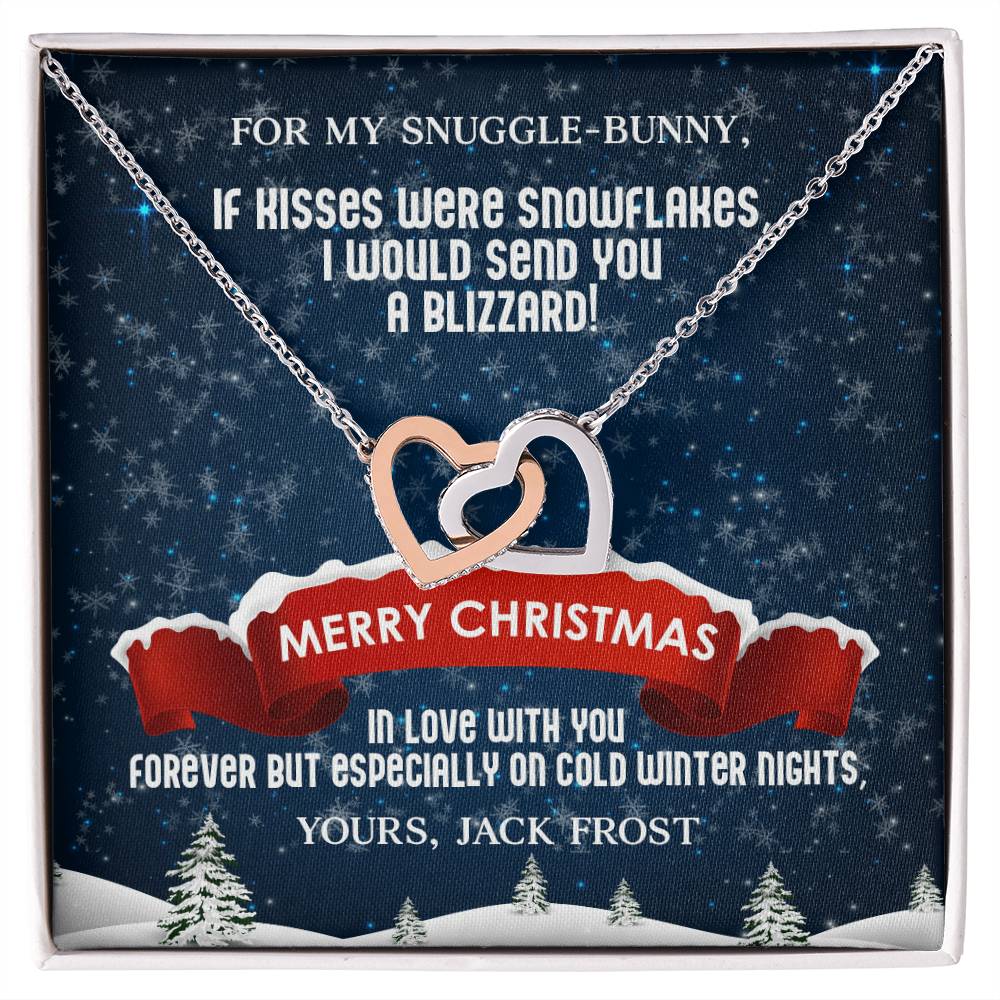 Husband To Wife - If Kisses Were Snowflakes - Customizable Christmas Gift Interlocking Hearts Necklace