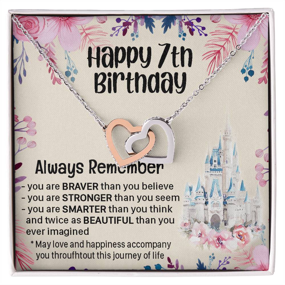 Happy 7Th Birthday Gift For Daughter Gift For 7 Years Old Birthday Teen Girl Daughter Necklace Gift Interlocking Hearts Necklace