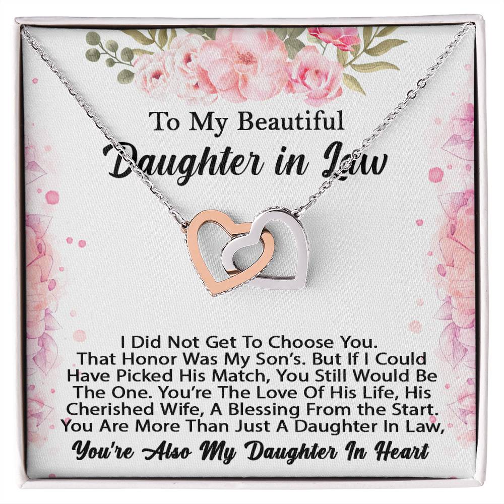 To My Beautiful Daughter In Law You Are My Daughter In Heart Necklace - Perfect Gift Interlocking Hearts Necklace